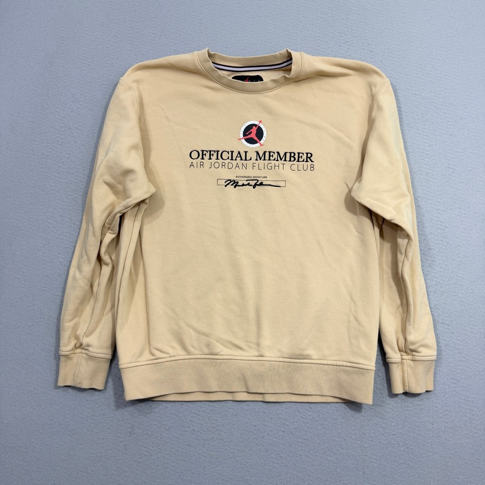 Jordan Sweatshirt Mens Large Tan Official Member Flight Club DX9647-252 Graphic